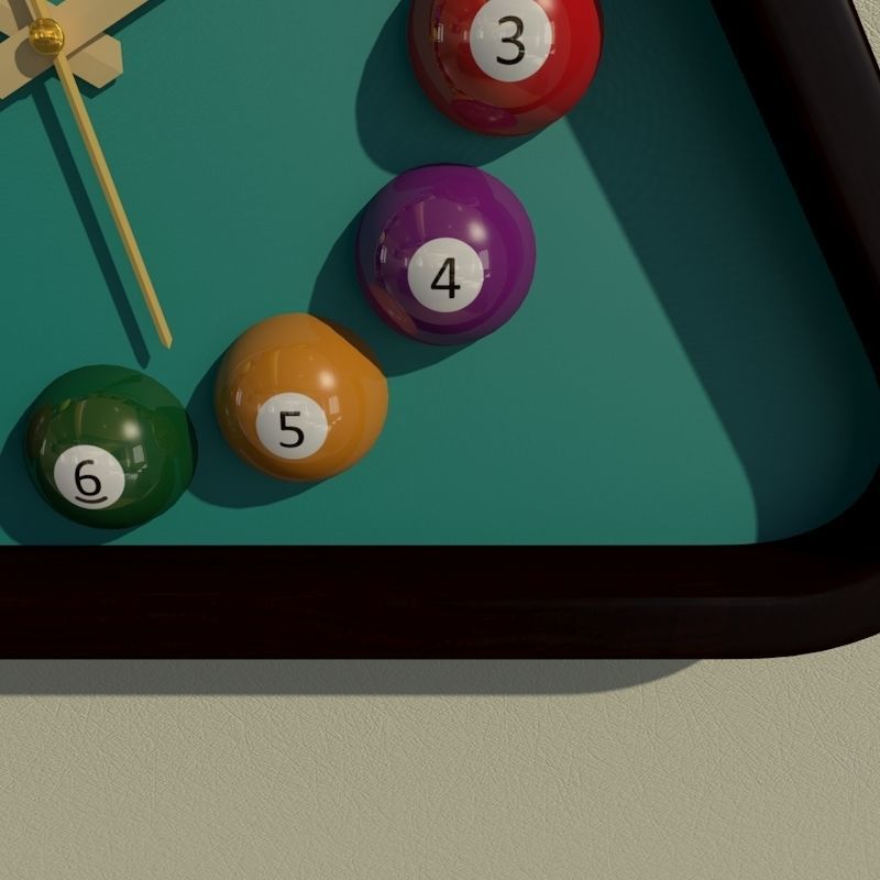 Wall clock billiard 3D model_3
