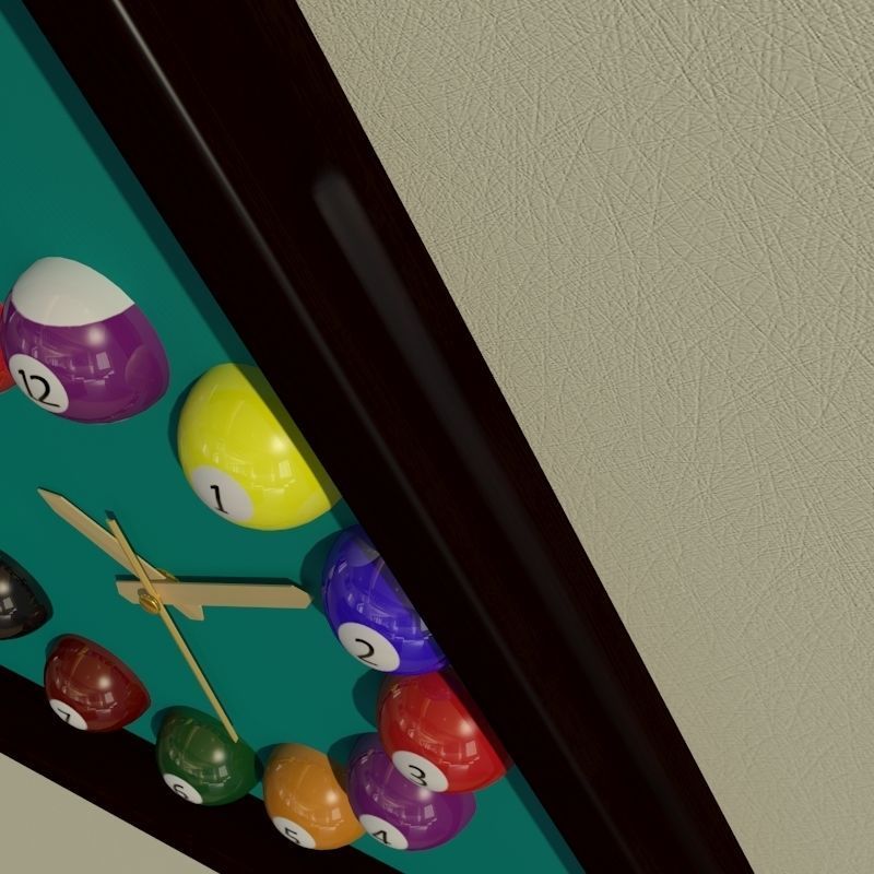 Wall clock billiard 3D model_6