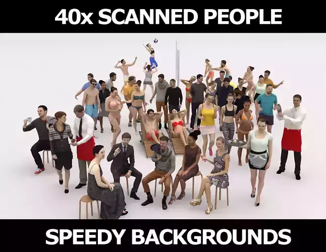 40x  Crowds Scanned Beach Sport Casual Cafe Sitting People 