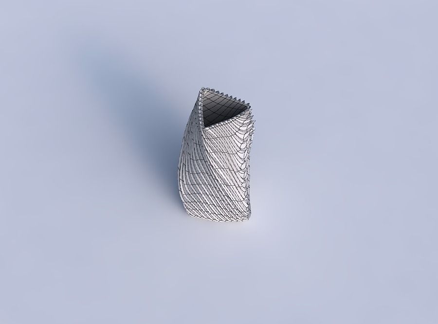 Vase twist triangle with wavy extruded lines 3 3D print model_6