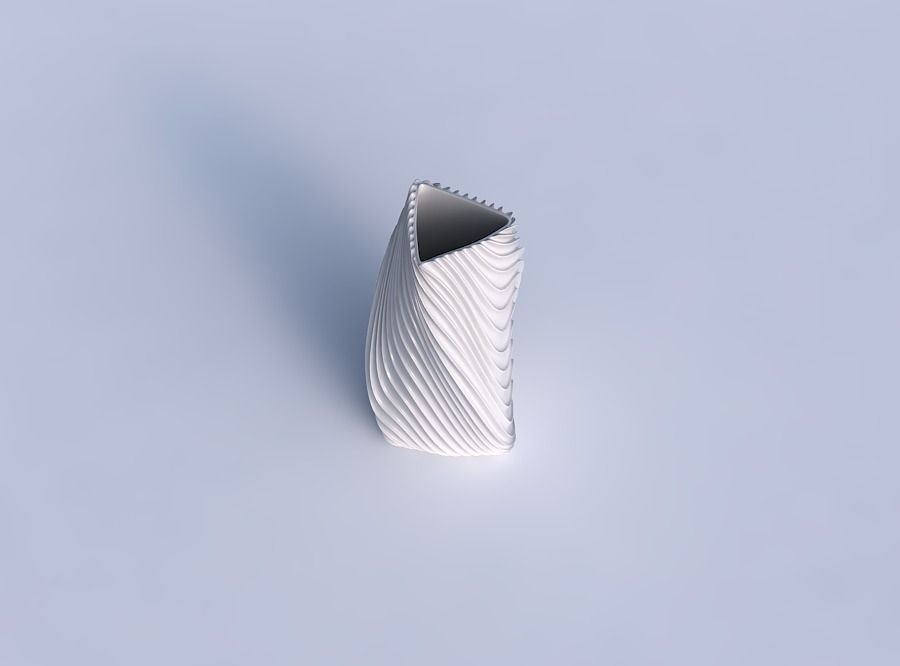 Vase twist triangle with wavy extruded lines 3 3D print model_1