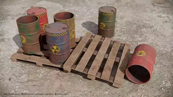 Toxic barrel - 2K Textures Maps 3D model