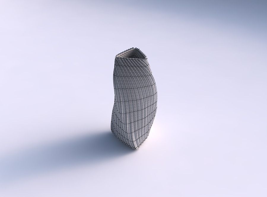 Vase twist triangle with wavy extruded lines 4 3D print model_5