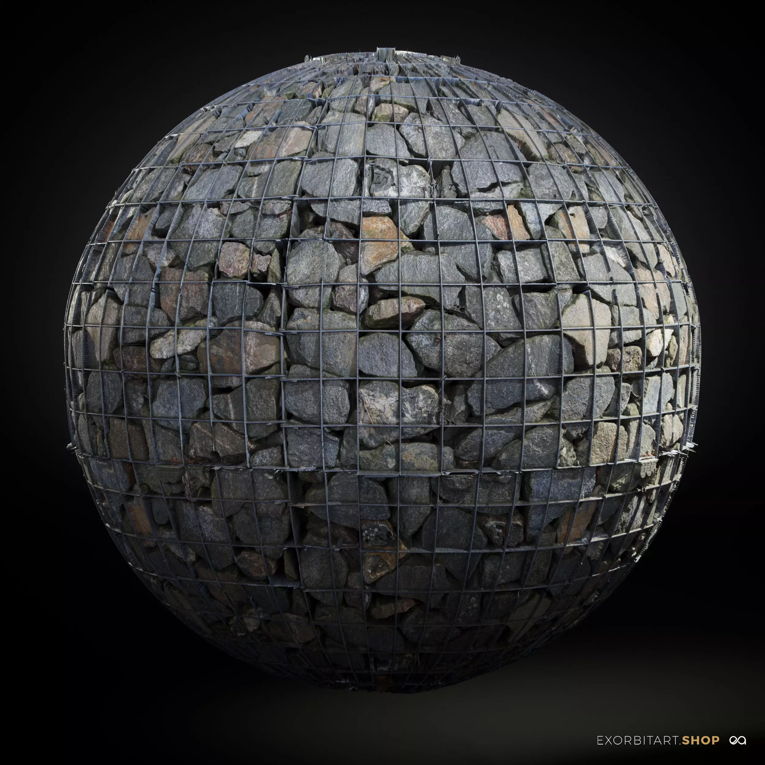 Seamless PBR Scanned Gabion Stone Wall 1x1m Texture Texture_0