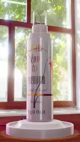 SHAMPOO bottle of perfume on table