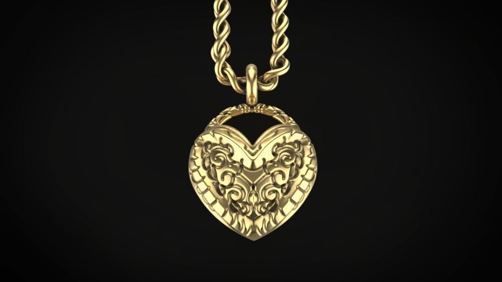 heart pendant special model 3D print model_5