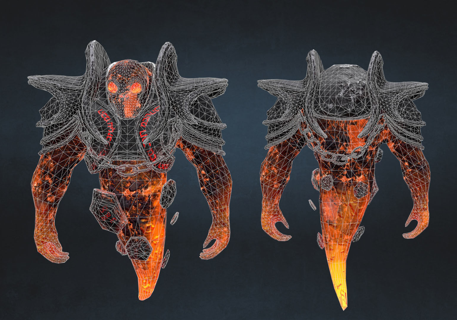 Fire Elemental Low-poly 3D model_4