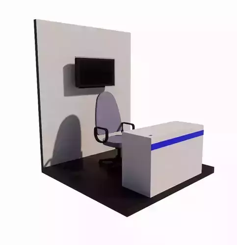 Booth office desk with monitor and chair 3D model