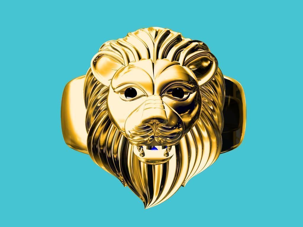lion ring 14gm 3D print model_2