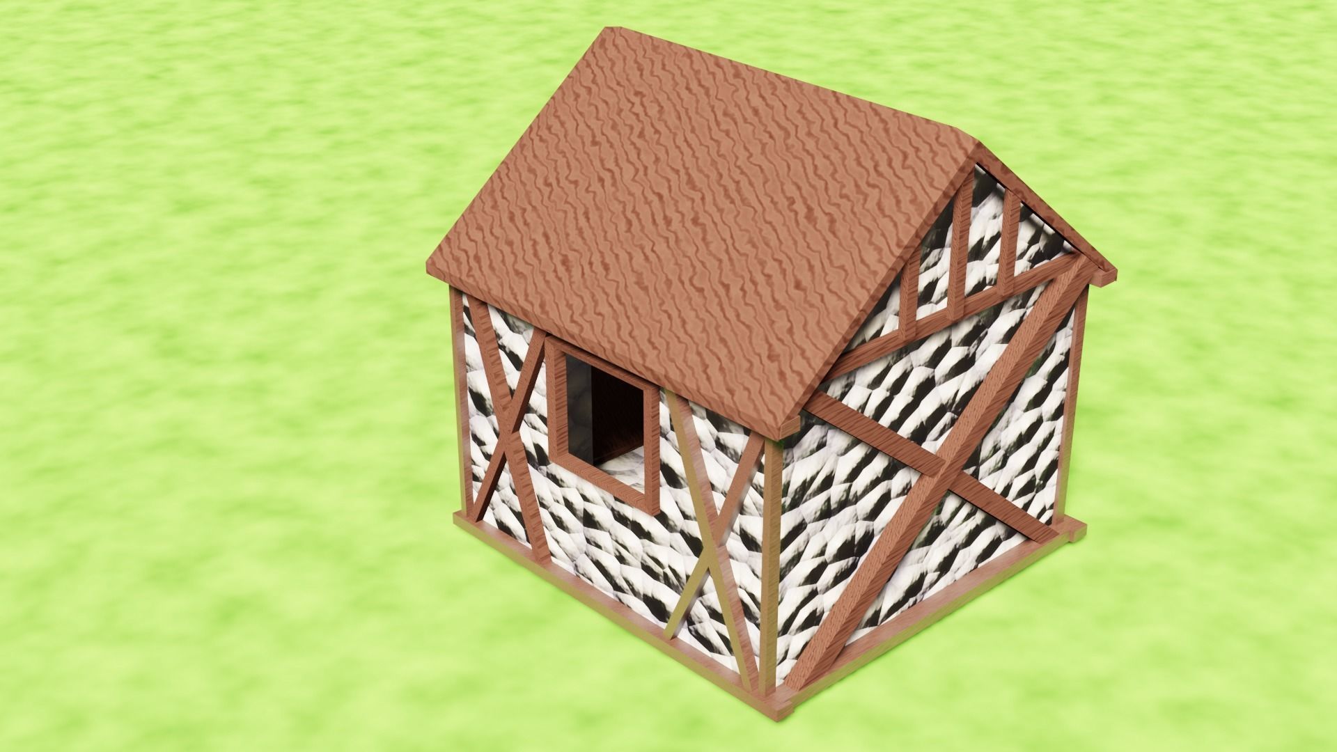 Small Village House Low-poly 3D model_4