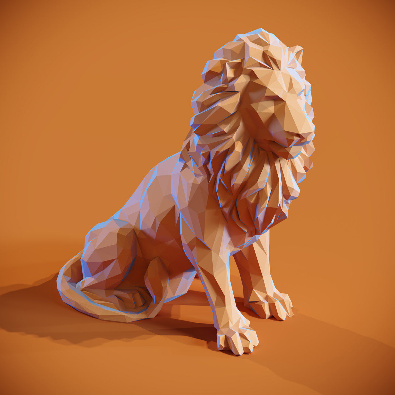 Low poly Lion Papercraft Decorative Sculpture 3D print model_7