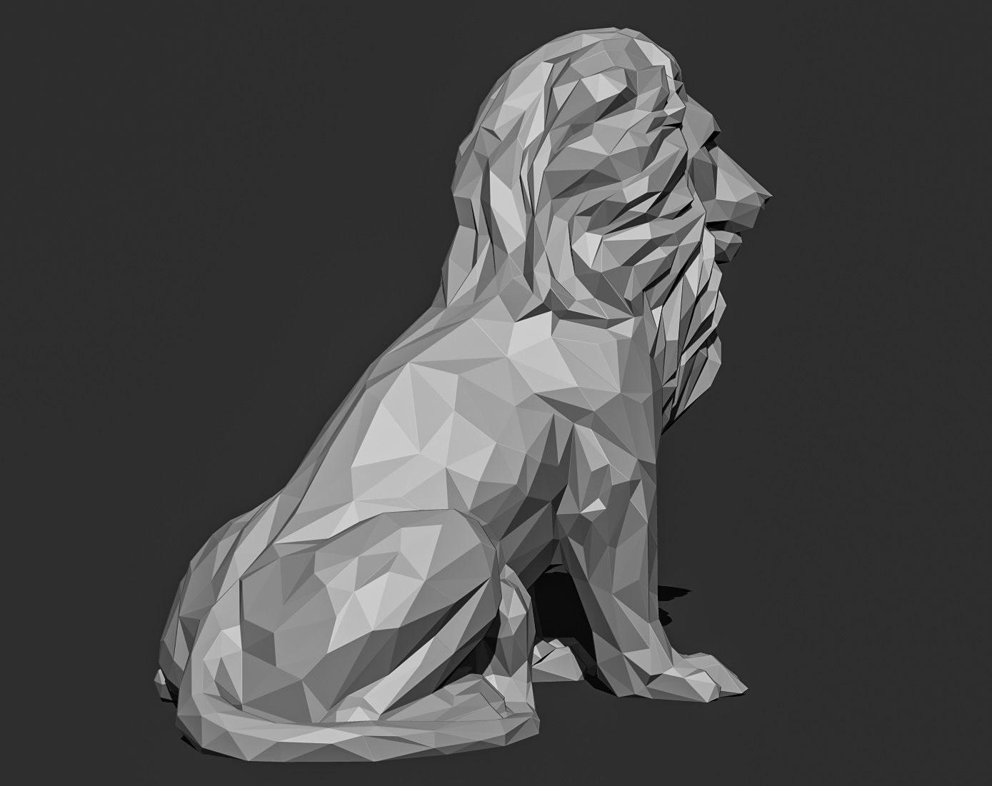 Low poly Lion Papercraft Decorative Sculpture 3D print model_13