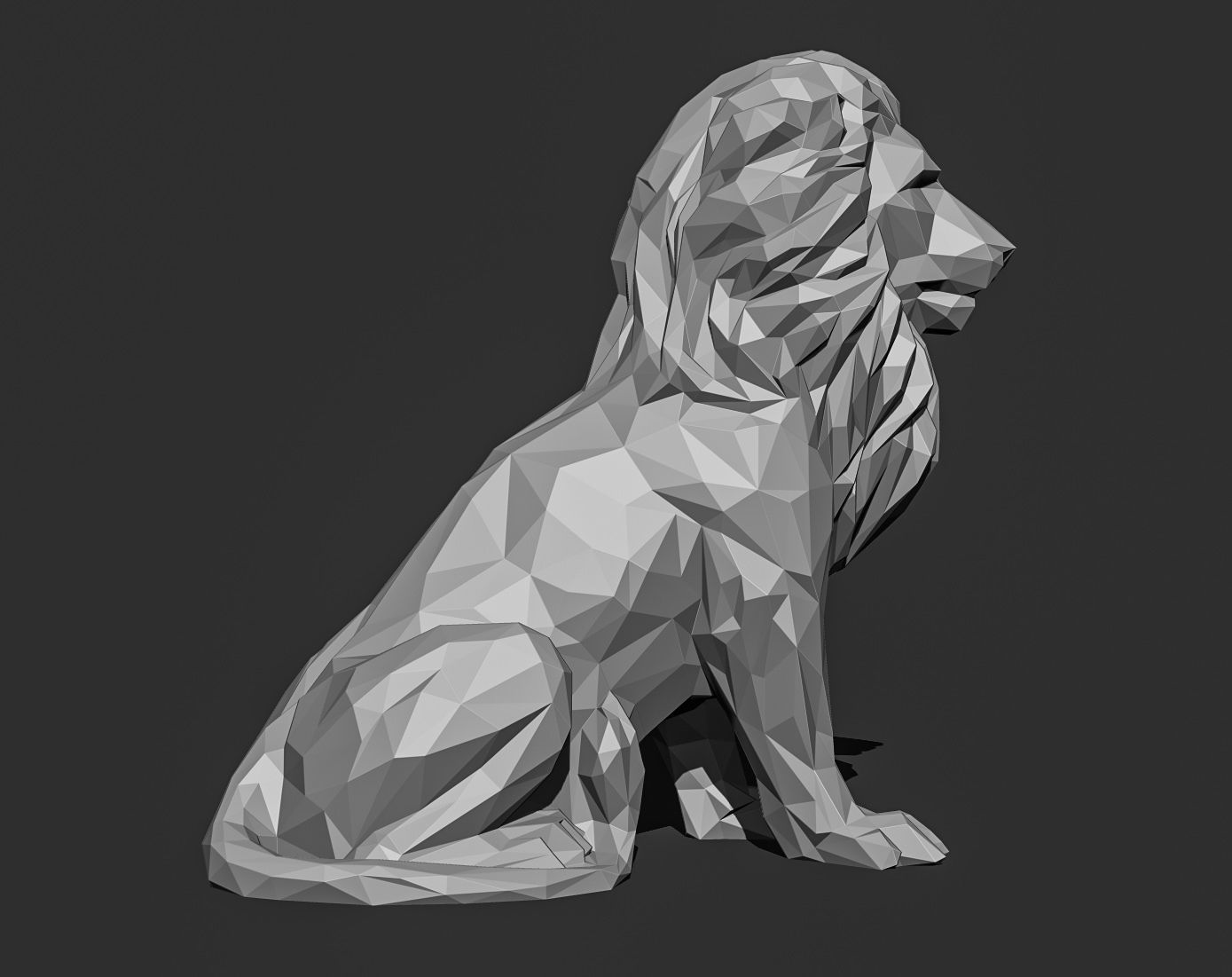 Low poly Lion Papercraft Decorative Sculpture 3D print model_16