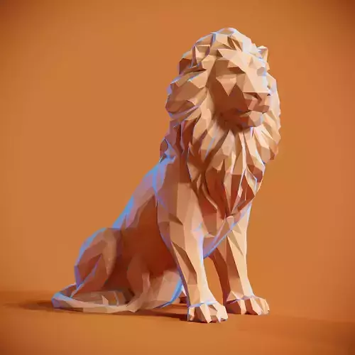 Low poly Lion Papercraft Decorative Sculpture 3D print model