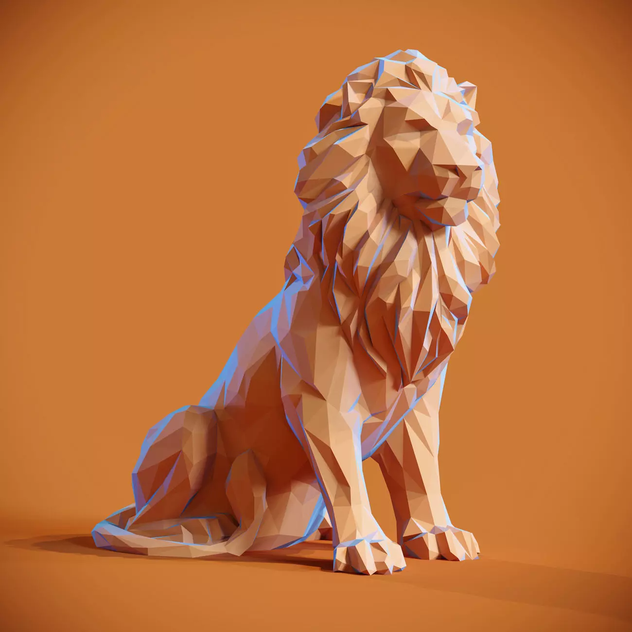Low poly Lion Papercraft Decorative Sculpture 3D print model_0
