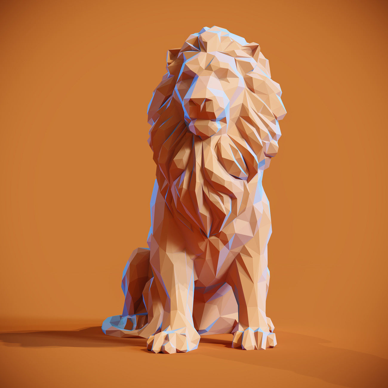 Low poly Lion Papercraft Decorative Sculpture 3D print model_5