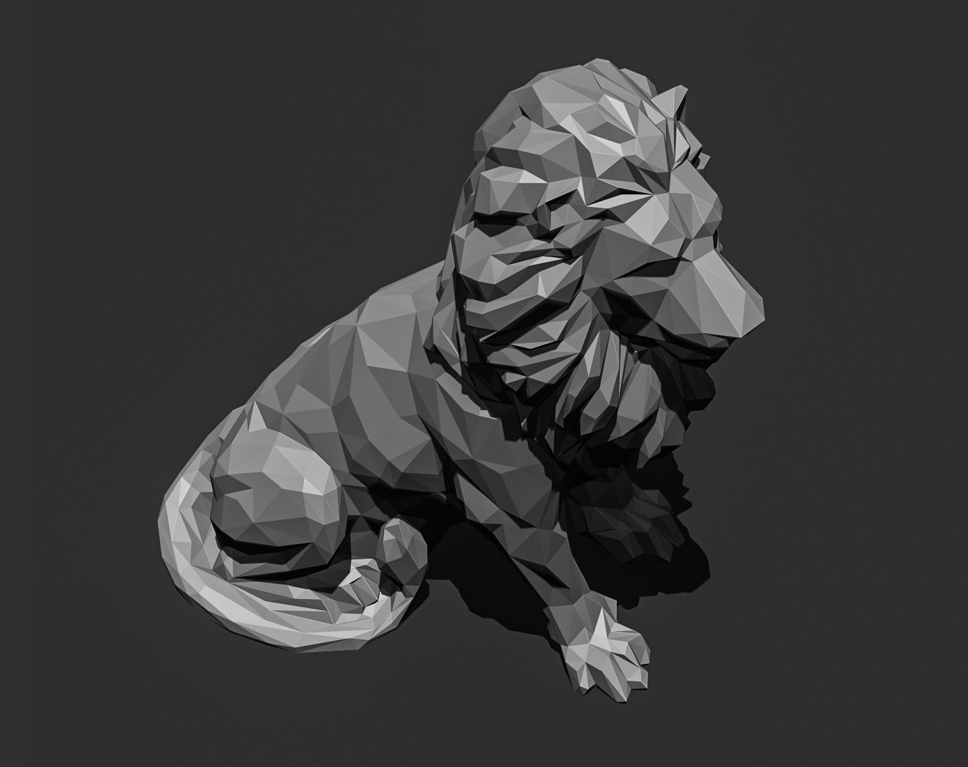 Low poly Lion Papercraft Decorative Sculpture 3D print model_15