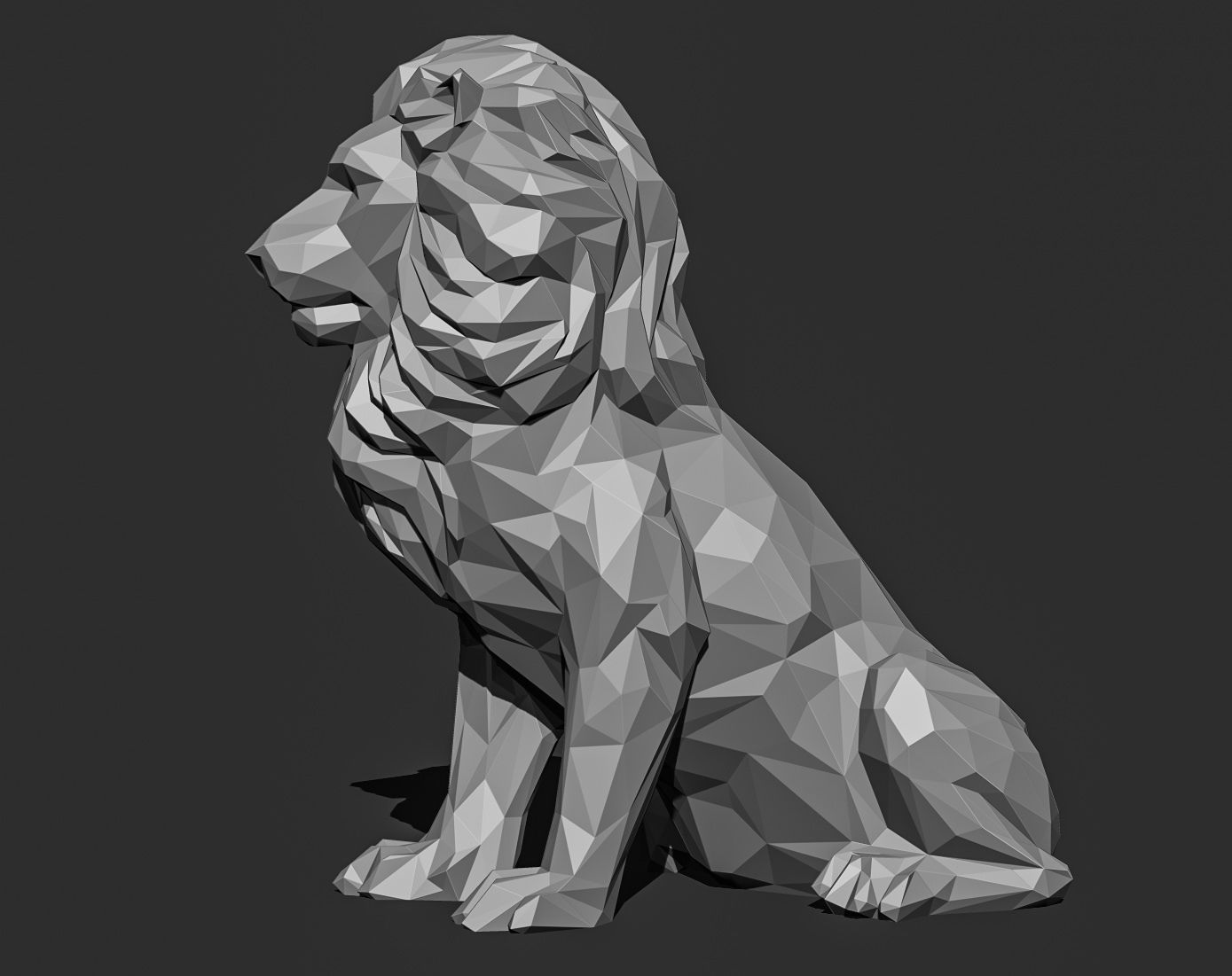 Low poly Lion Papercraft Decorative Sculpture 3D print model_14