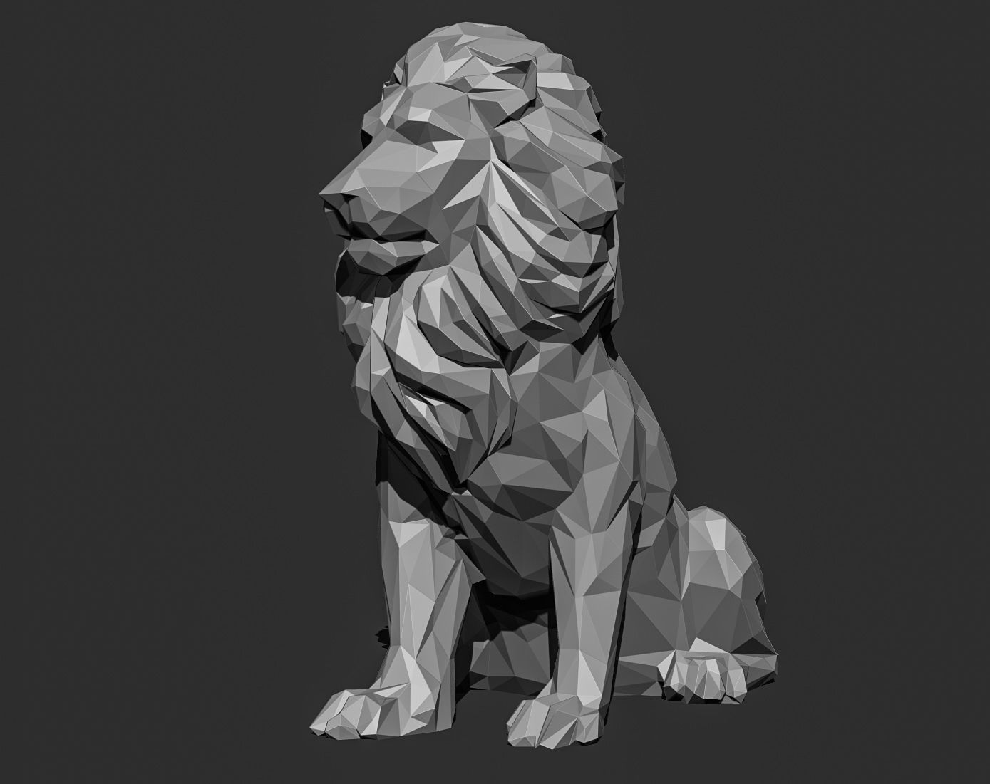 Low poly Lion Papercraft Decorative Sculpture 3D print model_9
