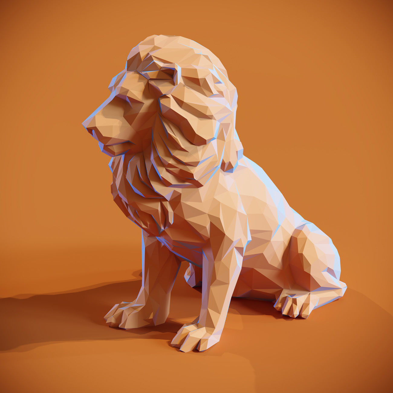 Low poly Lion Papercraft Decorative Sculpture 3D print model_6