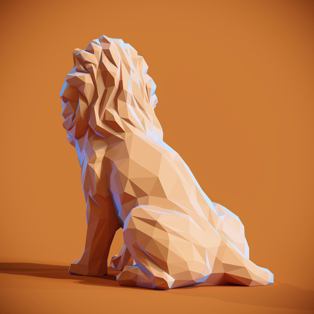 Low poly Lion Papercraft Decorative Sculpture 3D print model_3