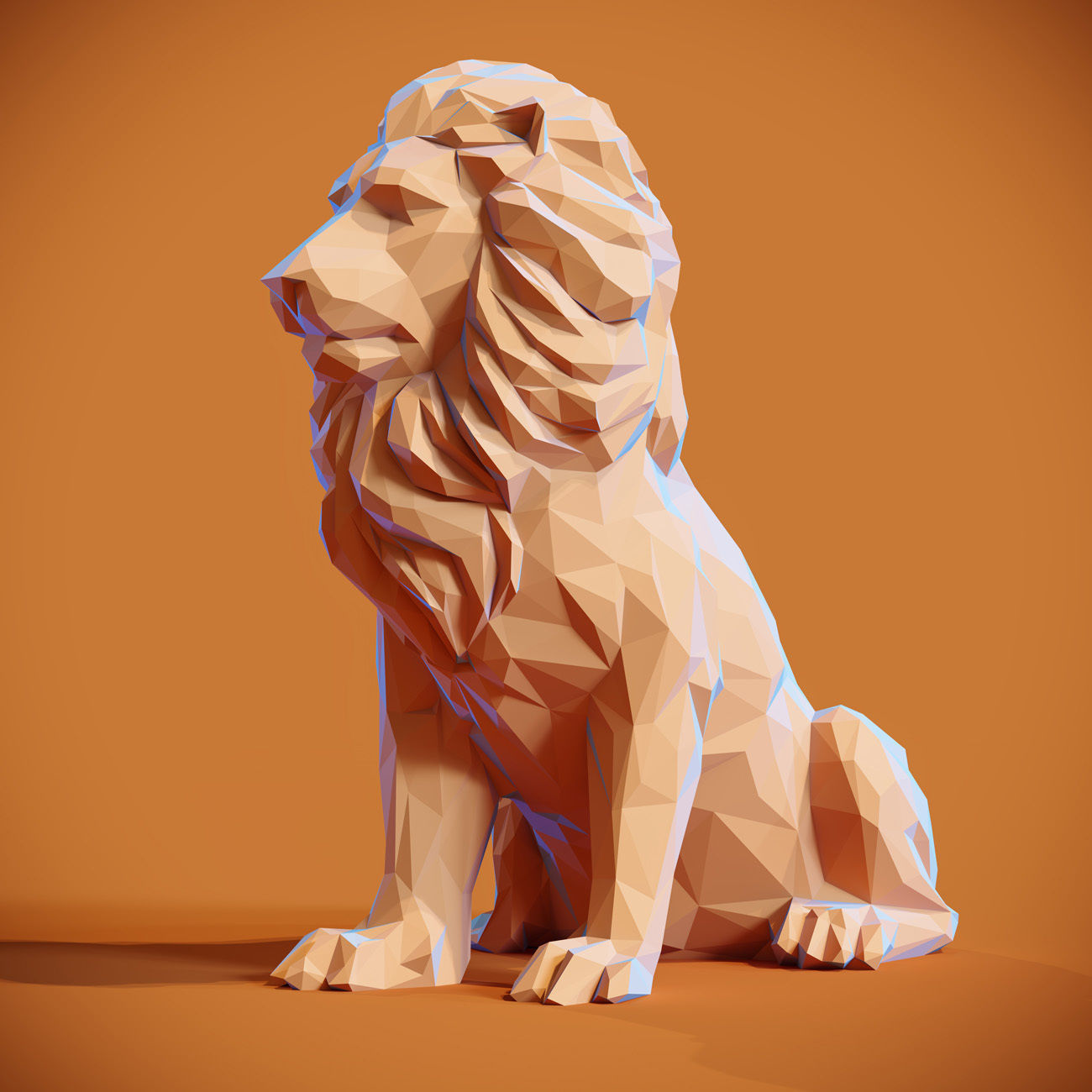Low poly Lion Papercraft Decorative Sculpture 3D print model_2