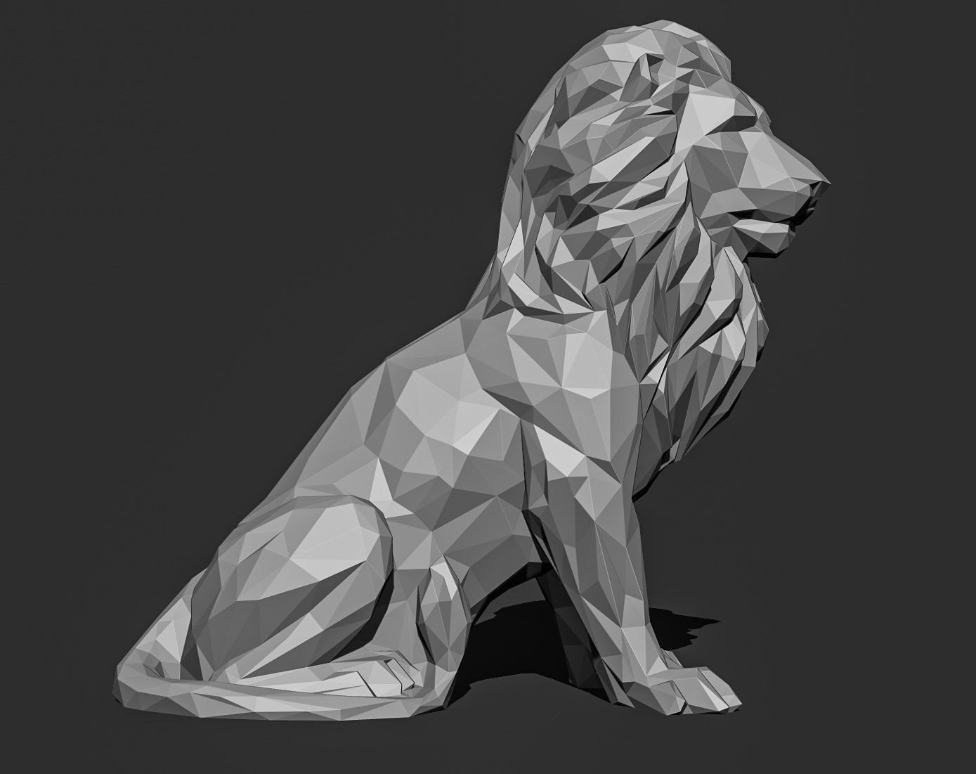 Low poly Lion Papercraft Decorative Sculpture 3D print model_8