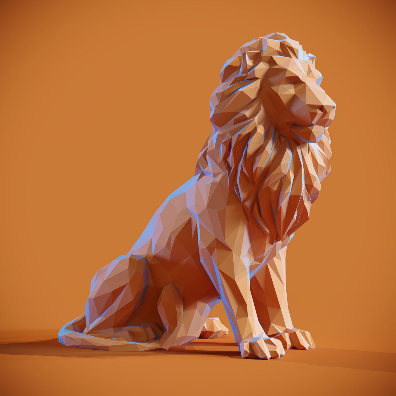 Low poly Lion Papercraft Decorative Sculpture 3D print model_4