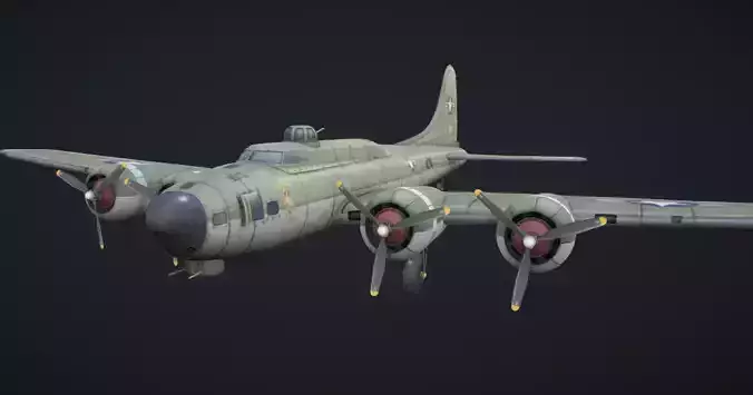 B-17 Hand-Painted Low-poly 3D model