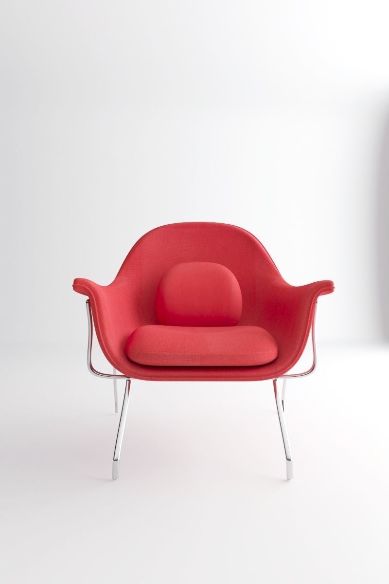 Red modernist Womb Armchair Knoll
