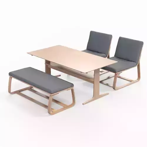 Dining Set lounge chair with fabric and wooden frame