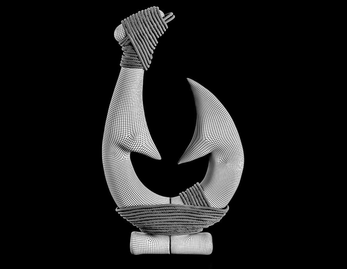 Mangai Polynesian Fishing Hook 3D model_5