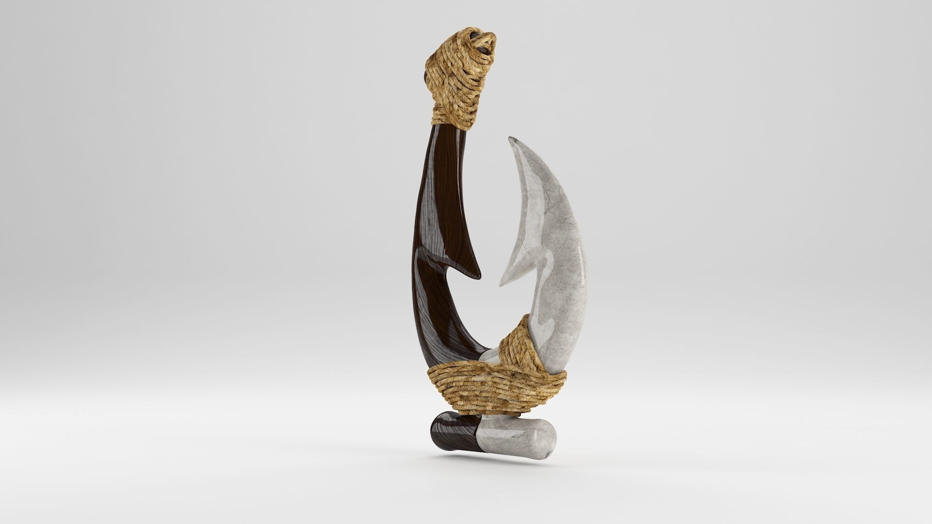 Mangai Polynesian Fishing Hook 3D model_2