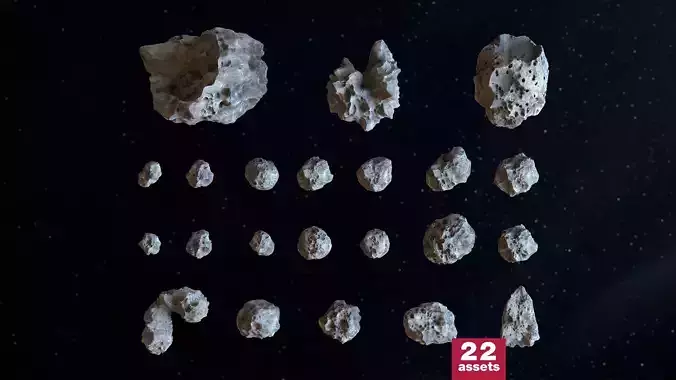 Detailed asteroids high-poly set 3D model