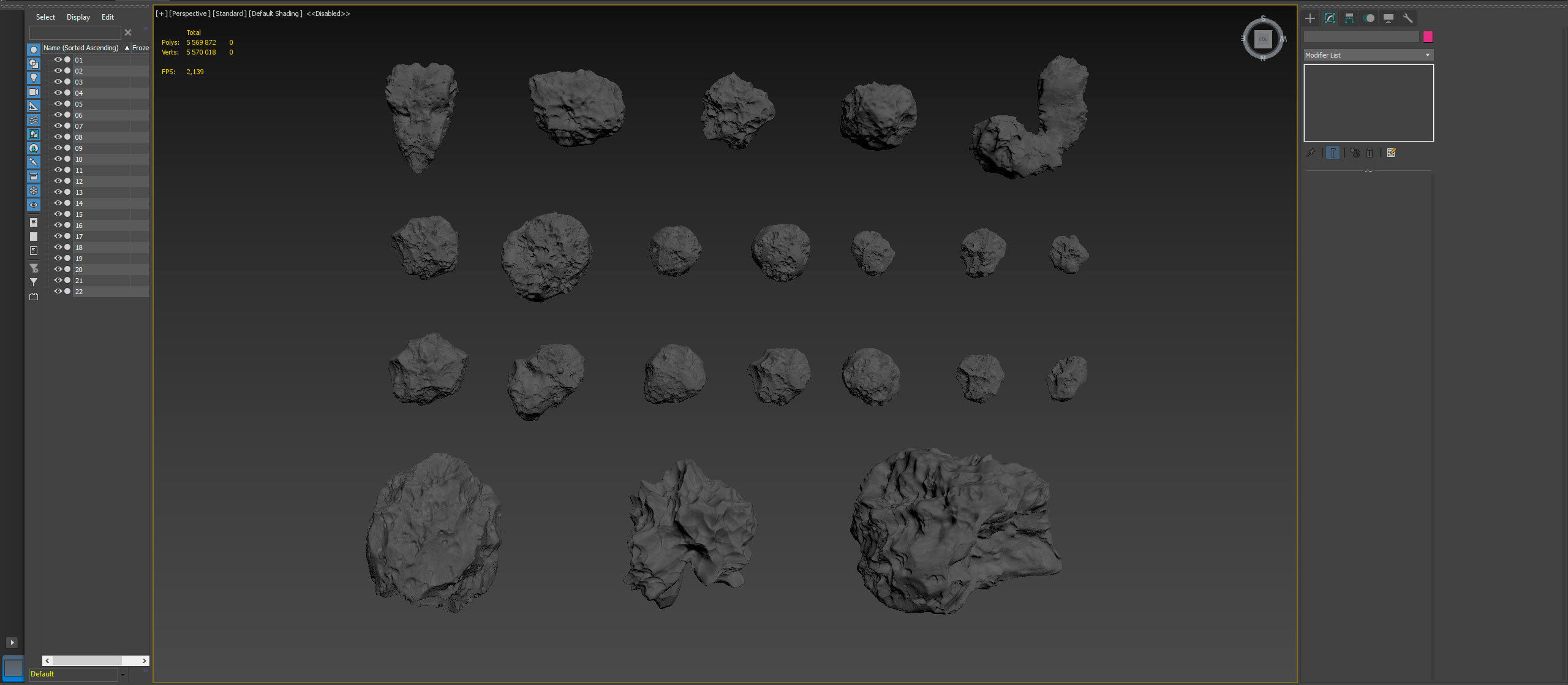 Detailed asteroids high-poly set 3D model_31