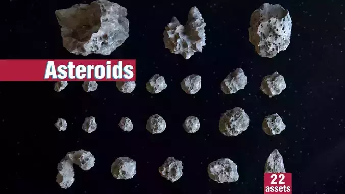 Detailed asteroids high-poly set 3D model