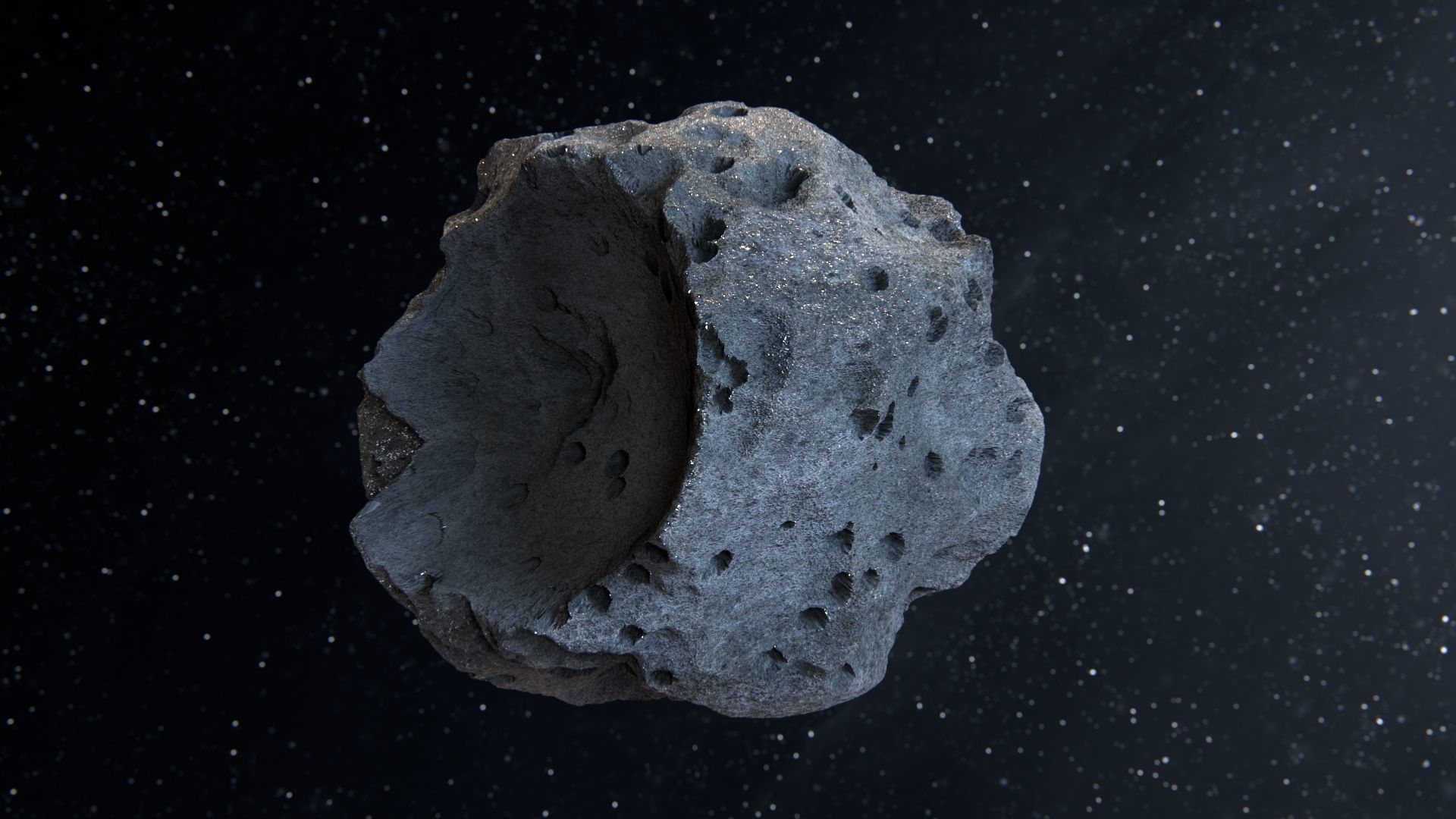 Detailed asteroids high-poly set 3D model_3