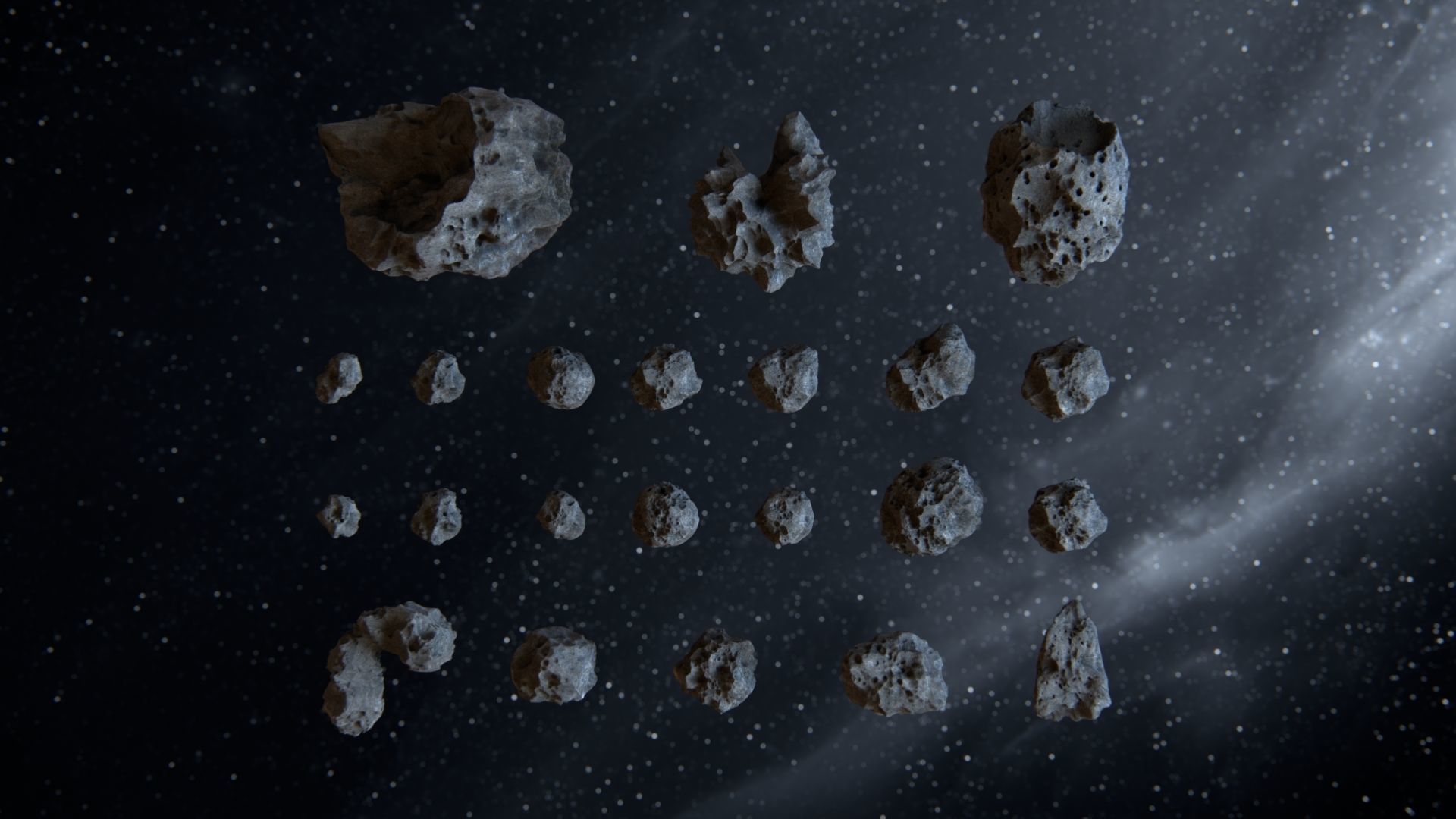 Detailed asteroids high-poly set 3D model_32