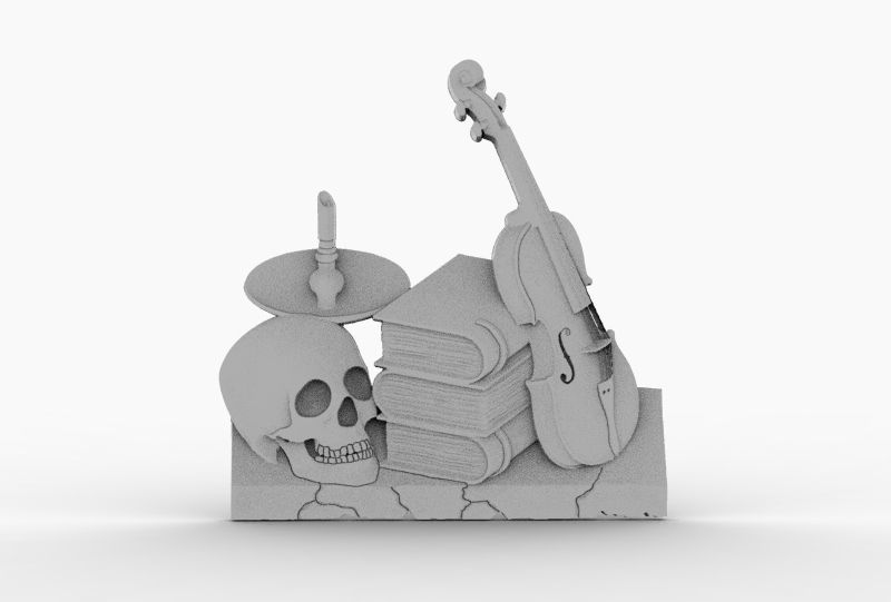 Violin and books 3D print model_1
