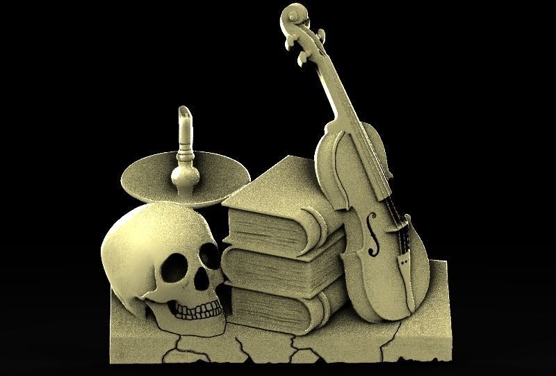 Violin and books 3D print model_3