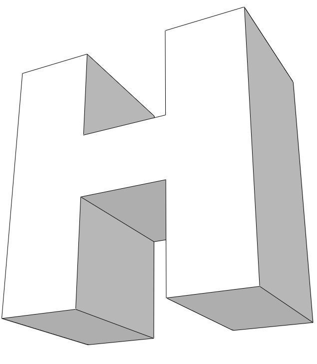 Letter H -  Alphabet Series Low-poly 3D model_4