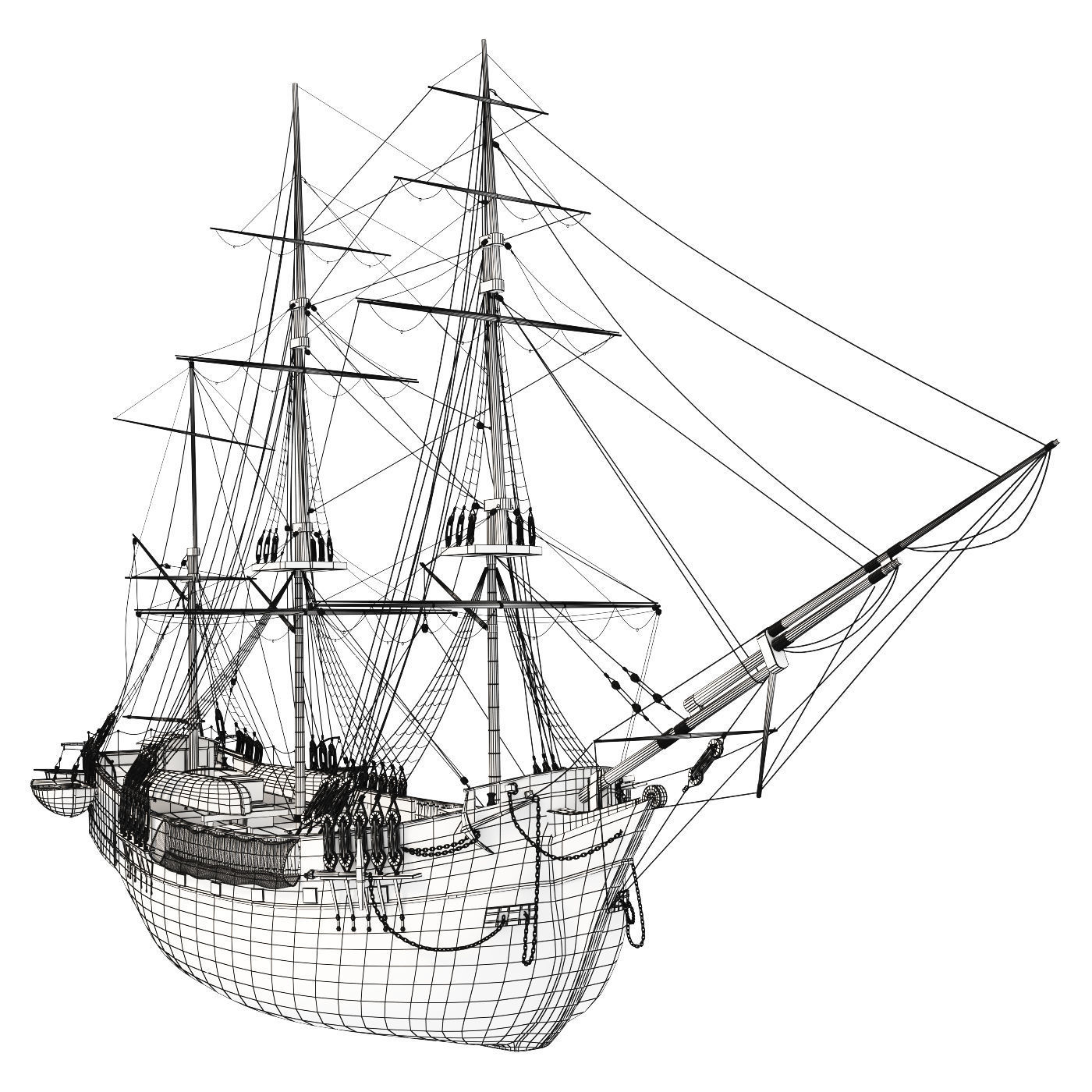 Old ship Beagle model 3D model_6