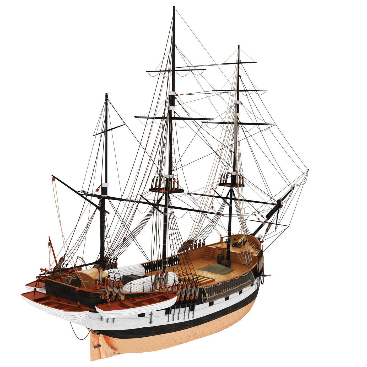Old ship Beagle model 3D model_2