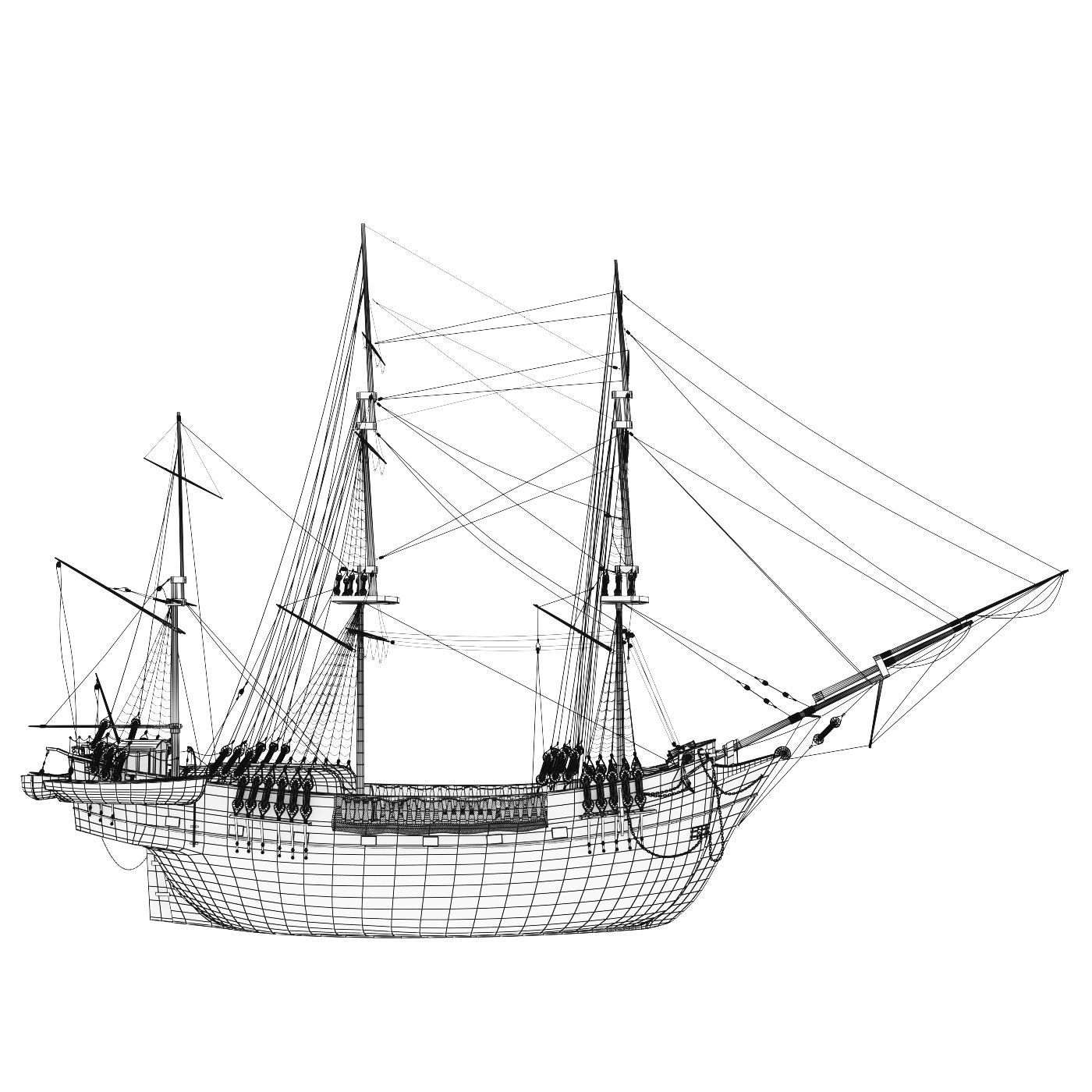 Old ship Beagle model 3D model_7