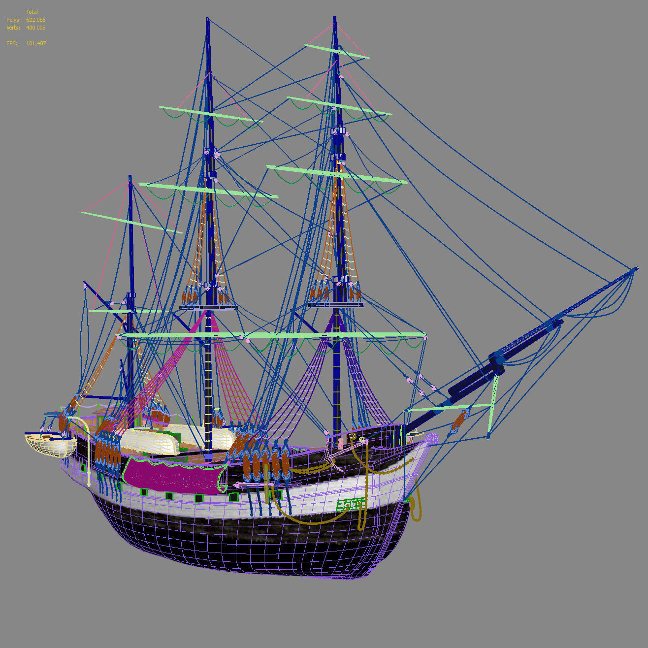 Old ship Beagle model 3D model_11