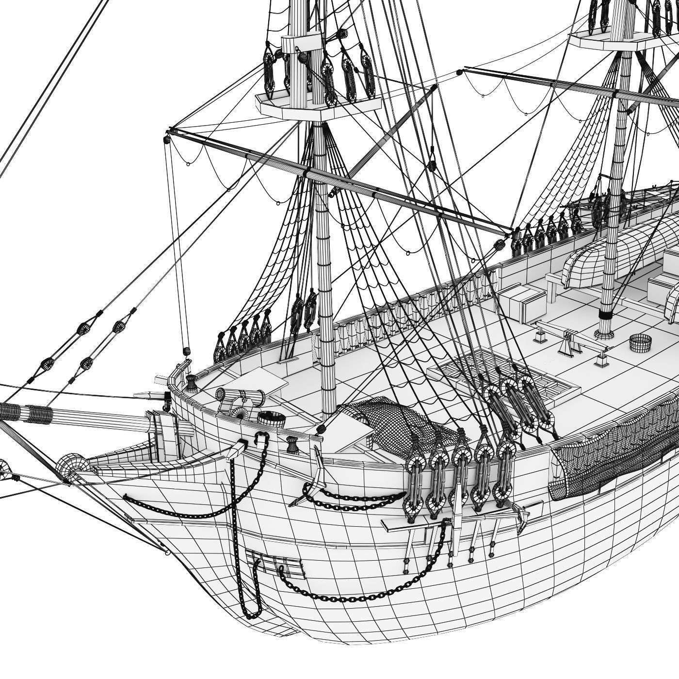 Old ship Beagle model 3D model_9