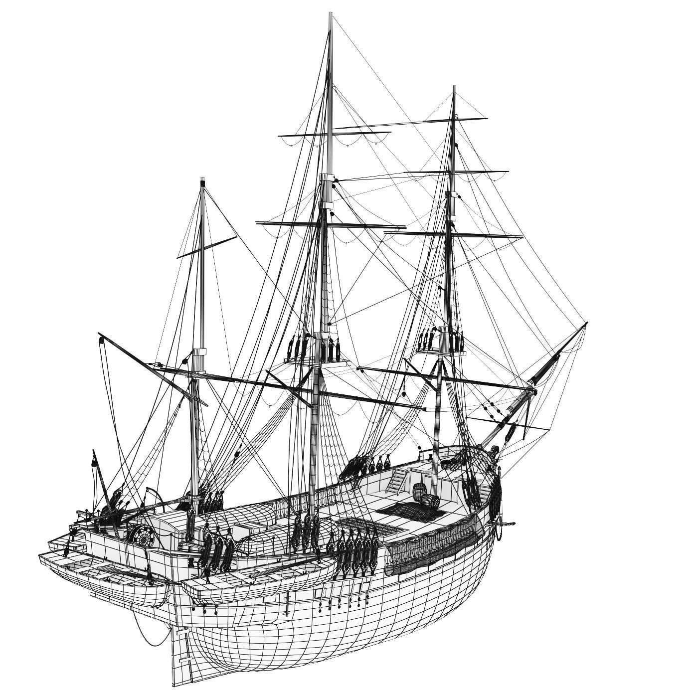 Old ship Beagle model 3D model_8