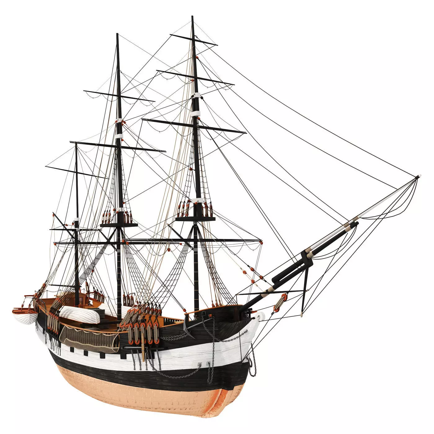 Old ship Beagle model 3D model_0