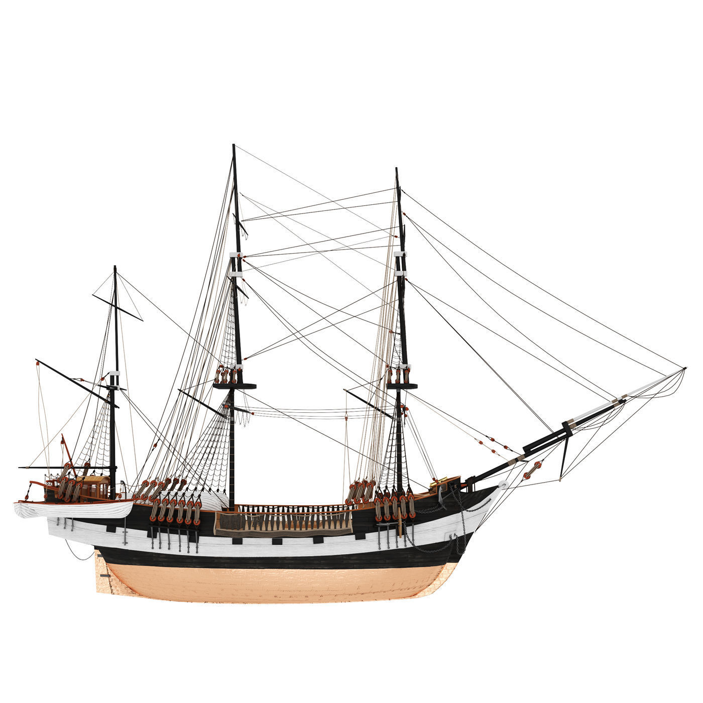 Old ship Beagle model 3D model_1