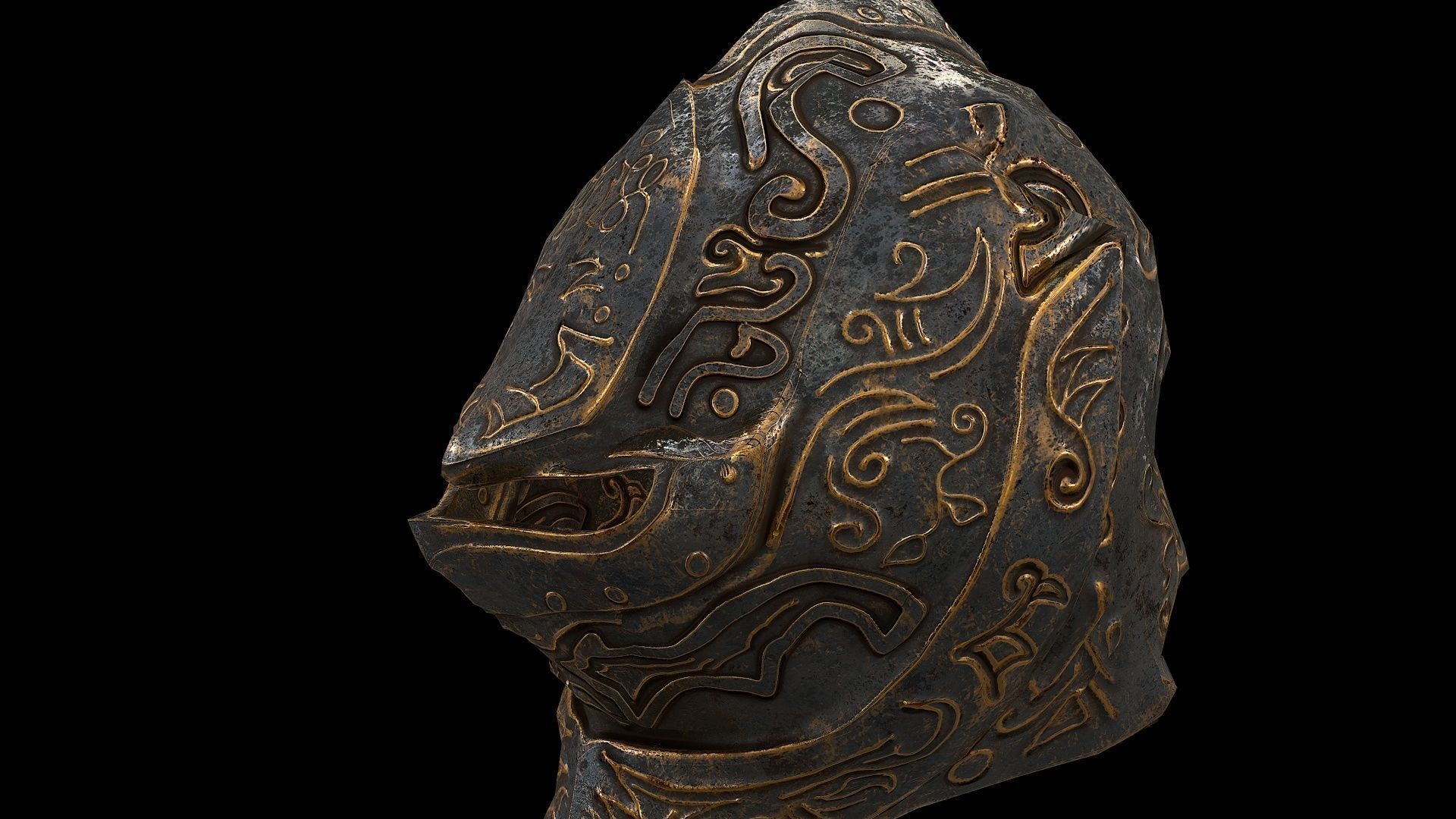 Low poly fantasy helmet for character customisation Low-poly 3D model_8